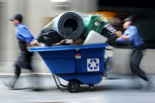 Workers sorting recyclables during a Balham clearance job